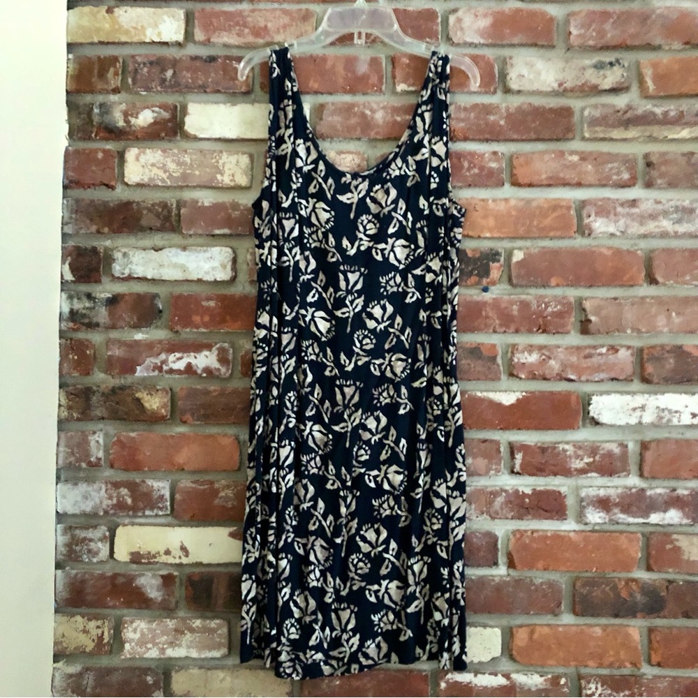 Y2K Early 00’s Pelican Cove Batik Print Dress Size Large Black Tan Cream
